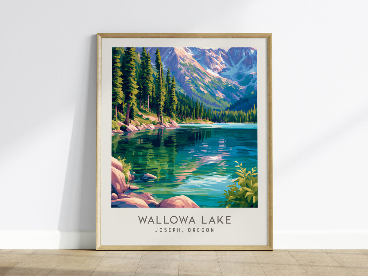 Wallowa Lake Matte Border Poster | Joseph, Oregon Travel Wall Art — framed wall art