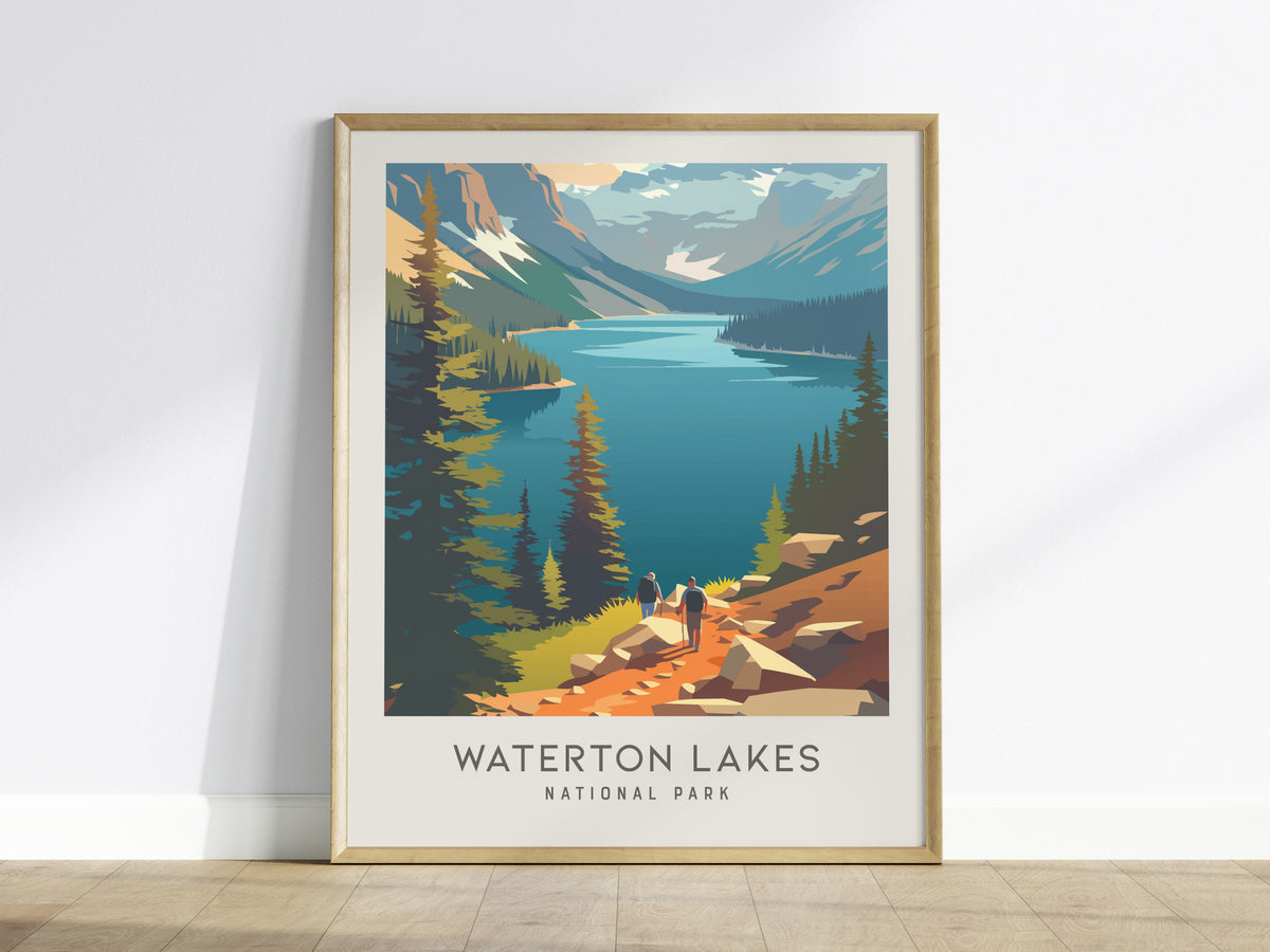 Waterton Lakes Matte Border Poster | National Park Travel Wall Art — framed wall art