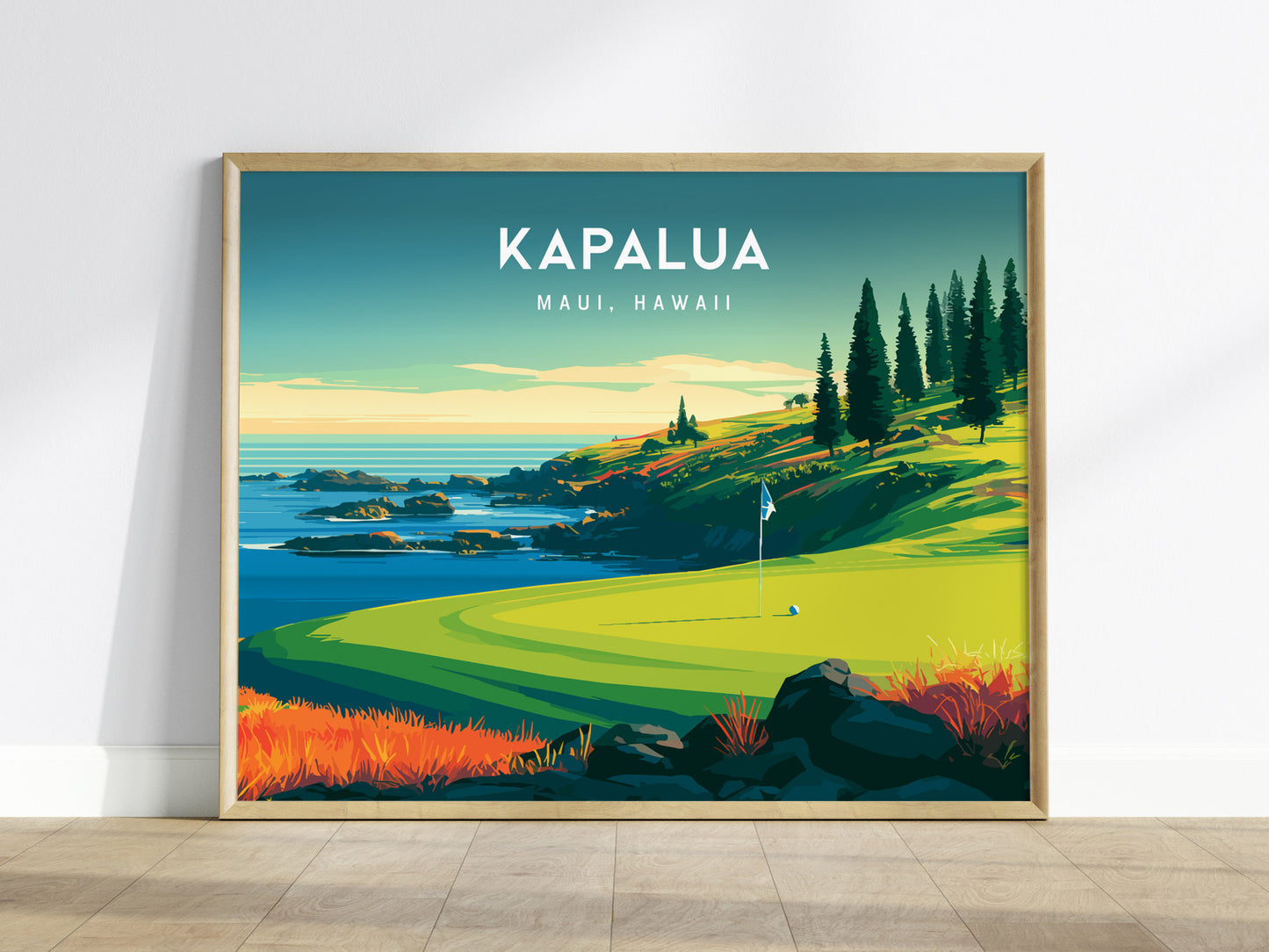 Kapalua Landscape Poster | Maui, Hawaii Golf Wall Art Country Club Decor — framed wall art