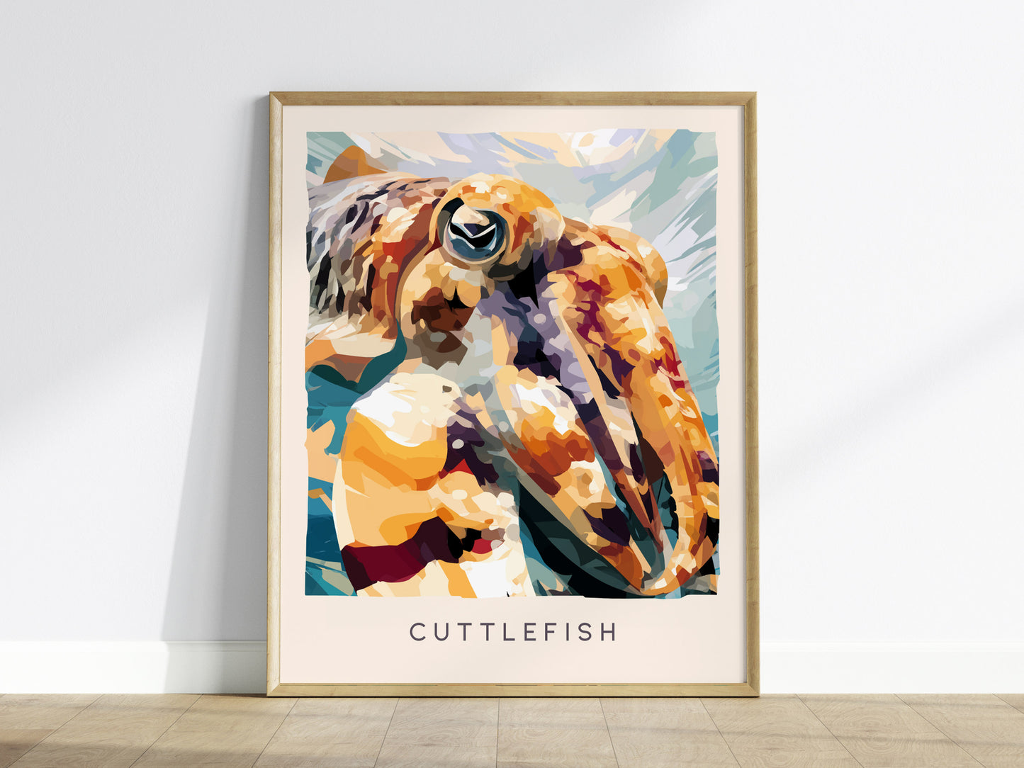 Cuttlefish Wildlife Poster | Vibrant Ocean Cephalopod Art Wall Art — framed wall art