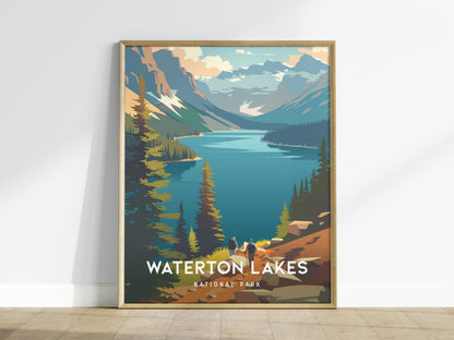Waterton Lakes, National Park Canada Poster | Mountain Lake Destination Print Wall Art — framed wall art
