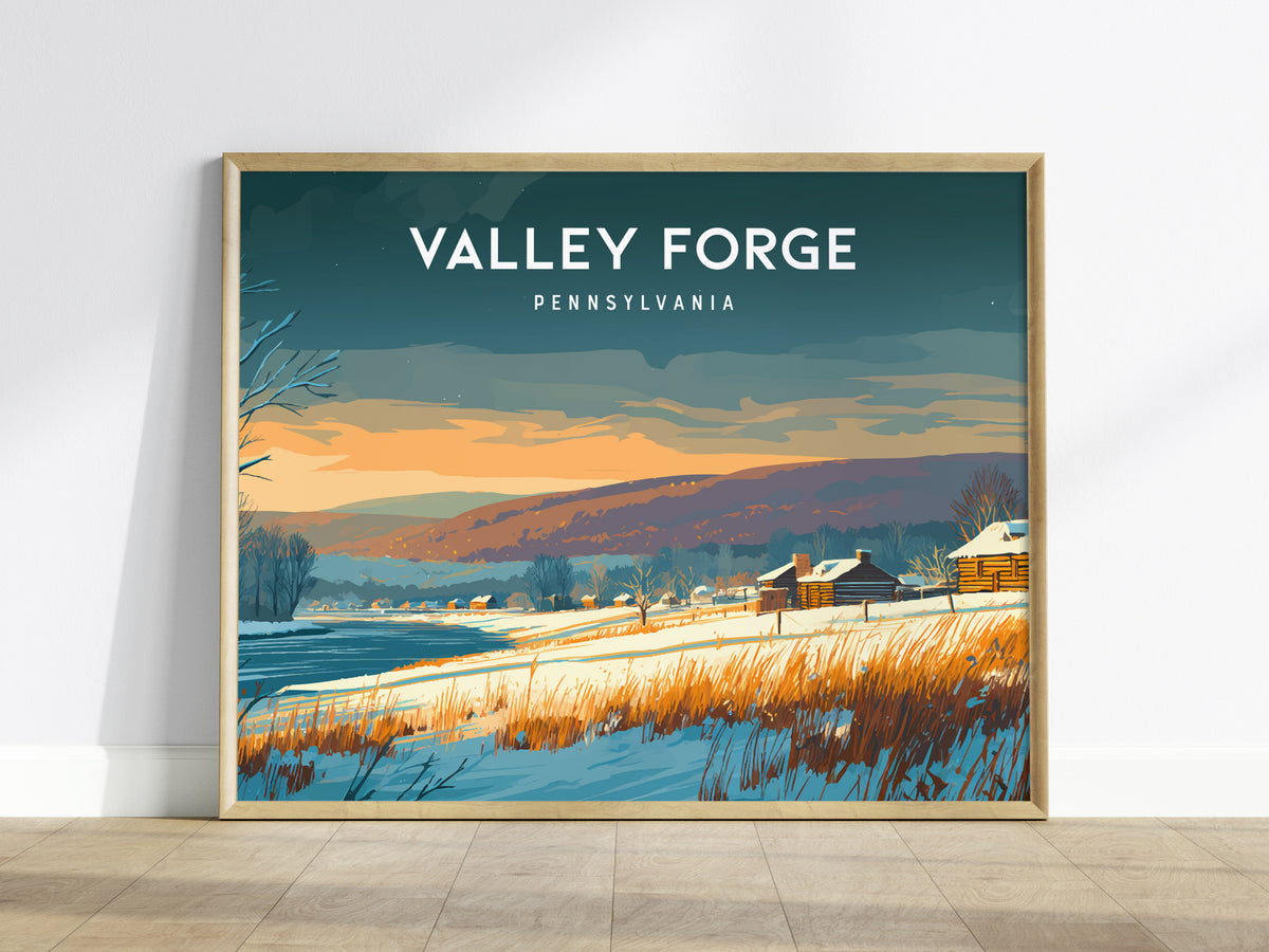 Valley Forge, Pennsylvania Landscape Poster | Revolutionary War Park Vacation Wall Art — framed wall art