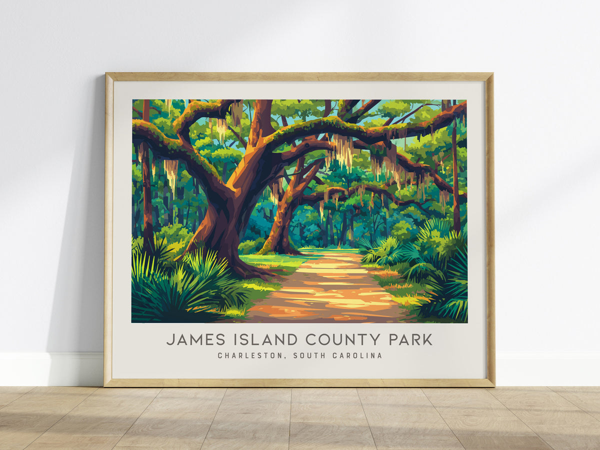 James Island County Park Landscape Matte Border Poster | Charleston, South Carolina Travel Wall Art — framed wall art