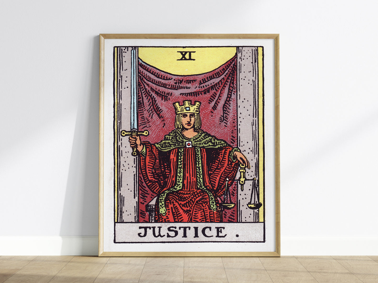 Justice Tarot Card Poster | Vintage Rider Waite Smith Wall Art