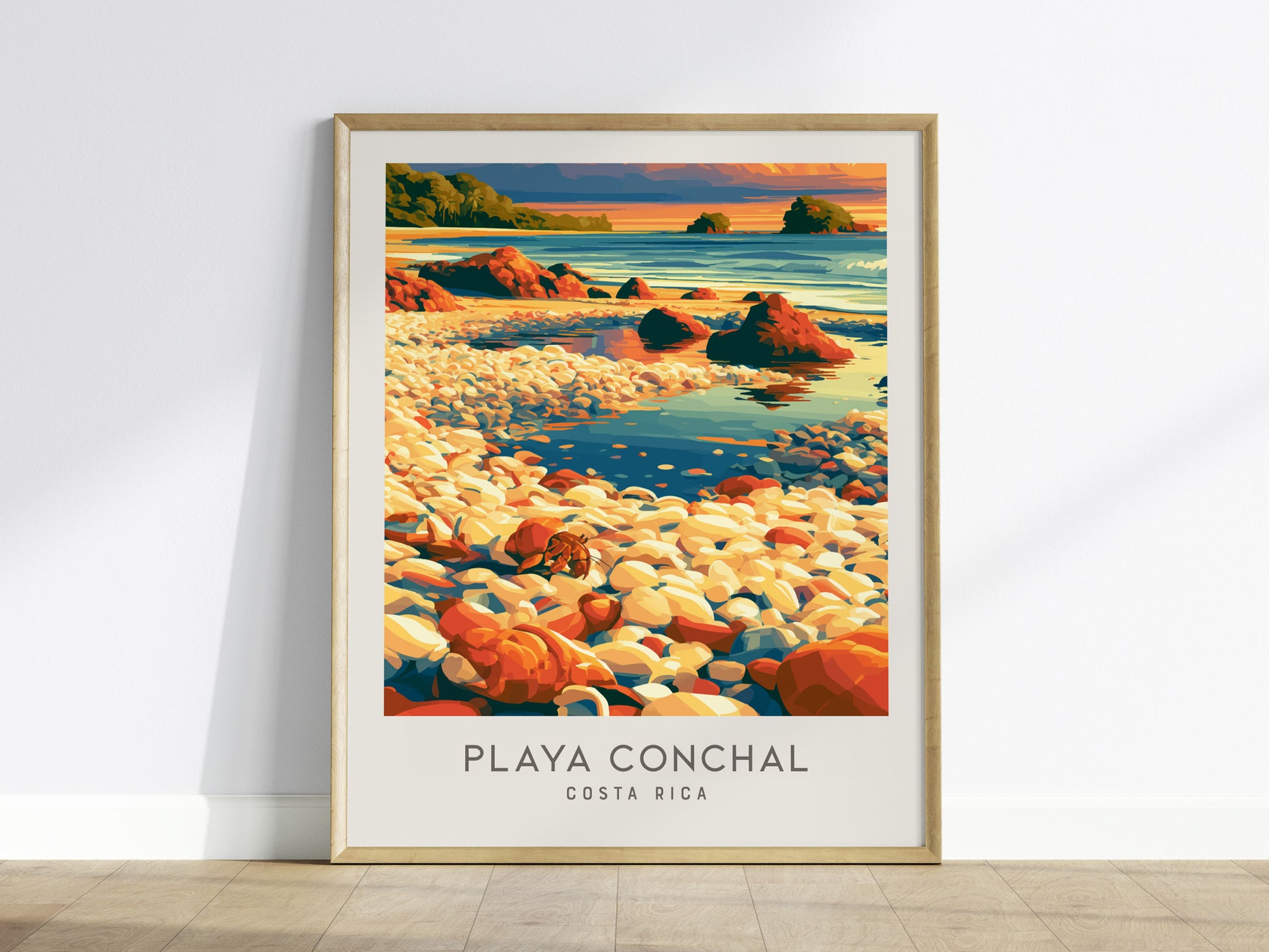 Playa Conchal Matte Border Poster | Costa Rica Vacation Wall Art — framed wall art