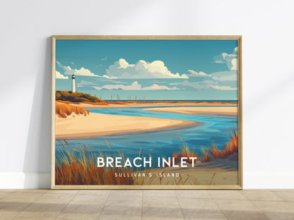 Breach Inlet Landscape Poster | Sullivan's Island Tropical Beach Print Wall Art — framed wall art