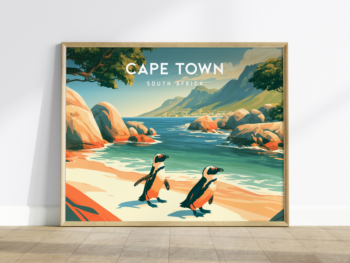 Cape Town, South Africa Landscape Poster | Harbor & Cityscape Travel Gift Wall Art — framed wall art
