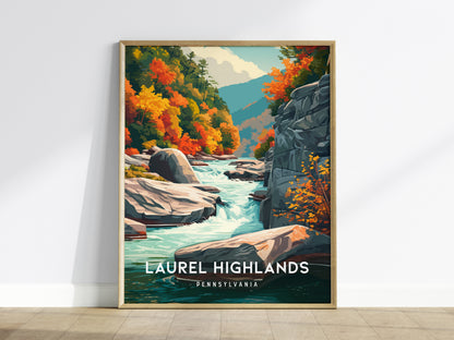 Laurel Highlands, Pennsylvania Poster | Mountain Forest Retreat Framed or Unframed Wall Art — framed wall art