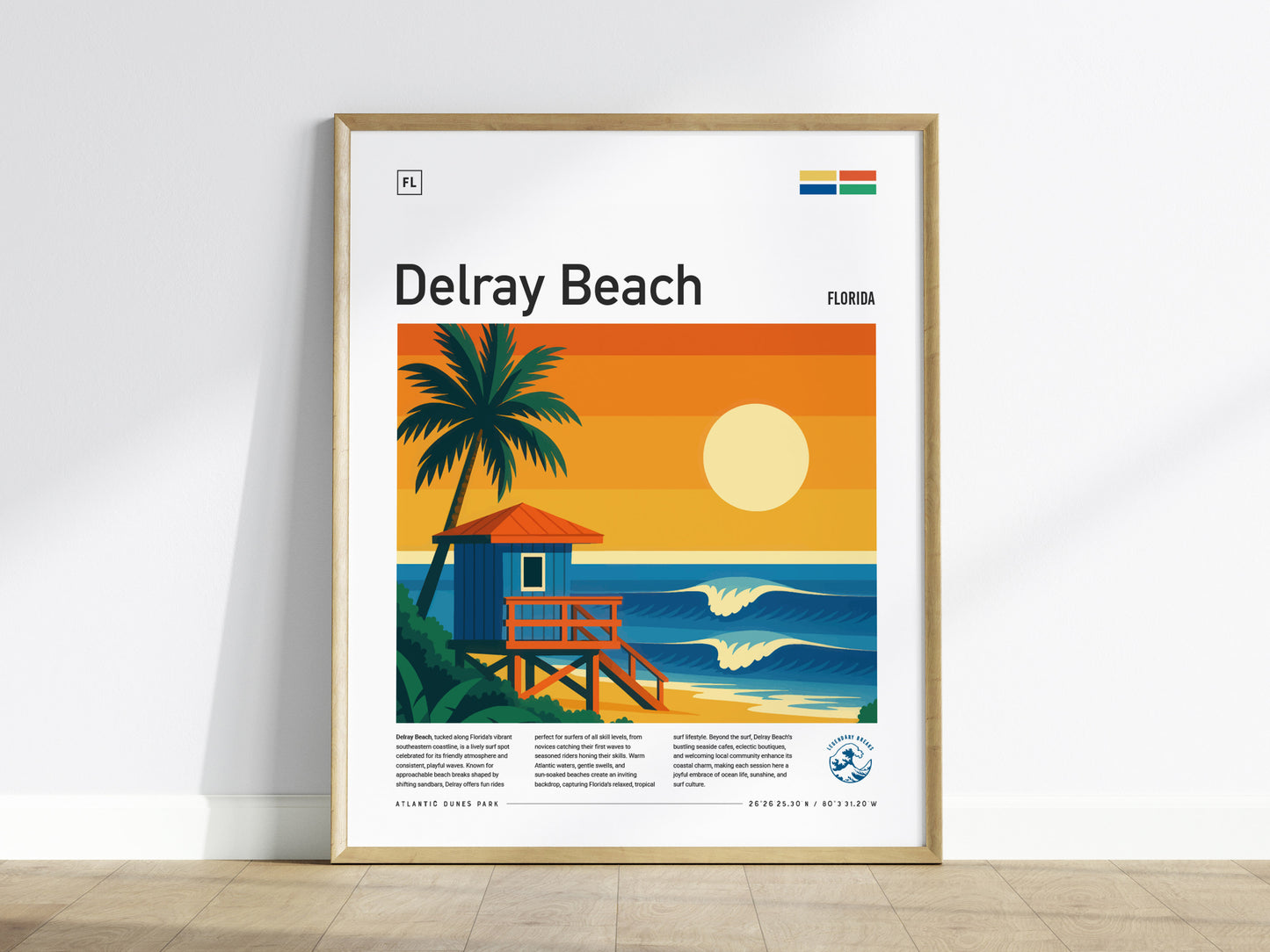Delray Beach Surf Spot Poster | South Florida Surfing Wall Art | Framed or Unframed