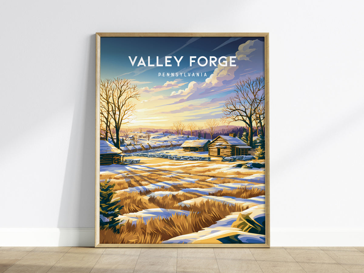 Valley Forge, Pennsylvania Poster | Historic Winter Encampment Travel Wall Art — framed wall art