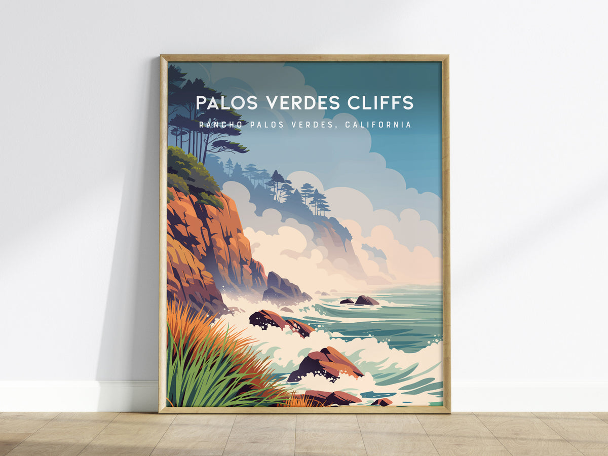 Palos Verdes Cliffs, California Poster | Dramatic Coastal Bluffs Wall Art — framed wall art