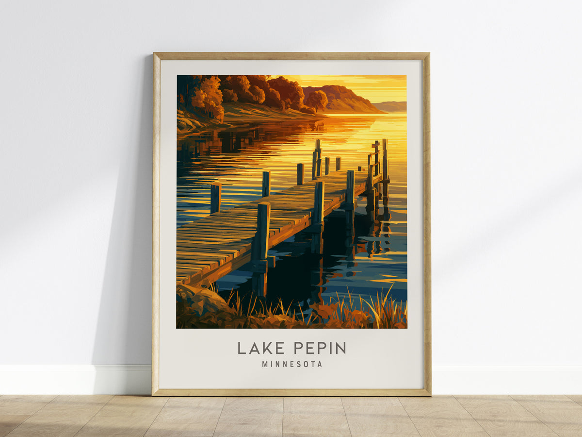 Lake Pepin Matte Border Poster | Minnesota Destination Print Framed or Unframed — framed wall art