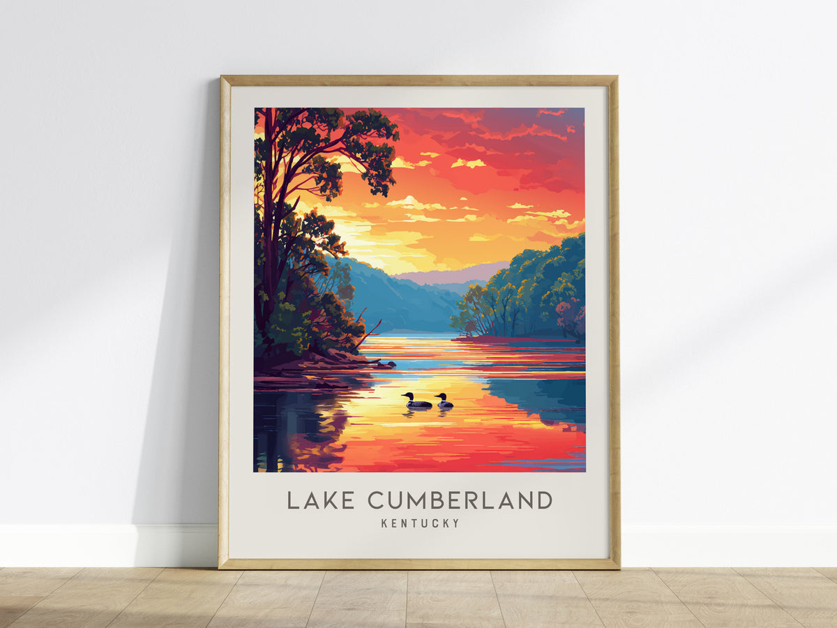 Lake Cumberland Matte Border Poster | Kentucky Destination Print Travel Wall Art — framed wall art