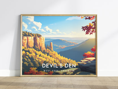 Devil's Den Landscape Poster | West Fork, Arkansas Vacation Wall Art — framed wall art