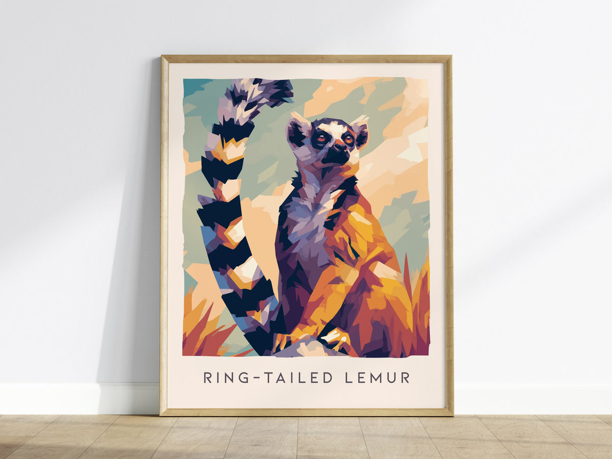 Ring-tailed Lemur Poster | Madagascar Wildlife Wall Art — framed wall art