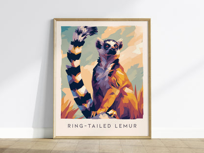 Ring-tailed Lemur Poster | Madagascar Wildlife Wall Art — framed wall art