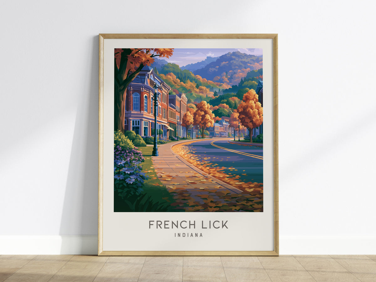 French Lick Matte Border Poster | Indiana Destination Print Travel Wall Art — framed wall art