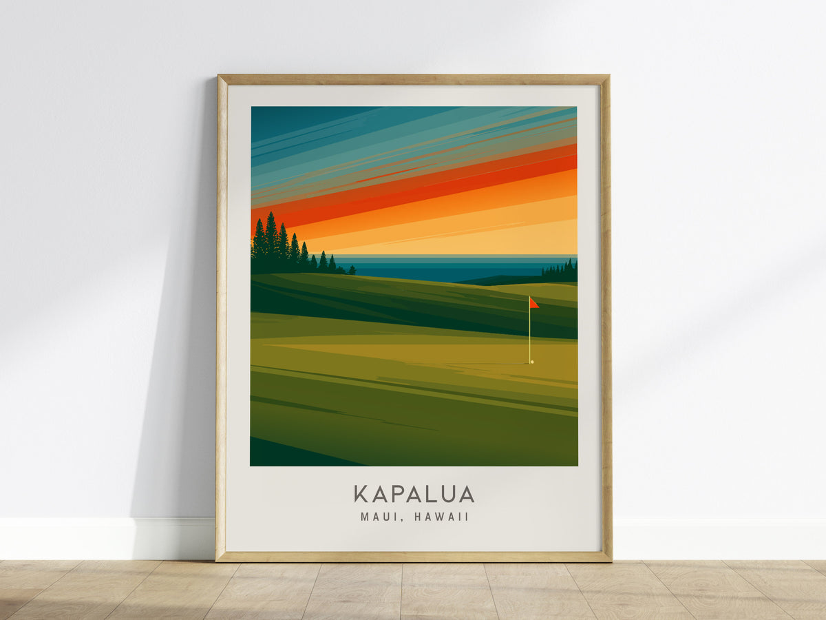Kapalua Matte Border Poster | Maui, Hawaii Golf Course Print Travel Wall Art — framed wall art
