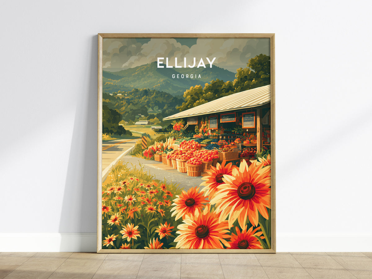 Ellijay, Georgia Poster | Mountain Town Travel Wall Art — framed wall art