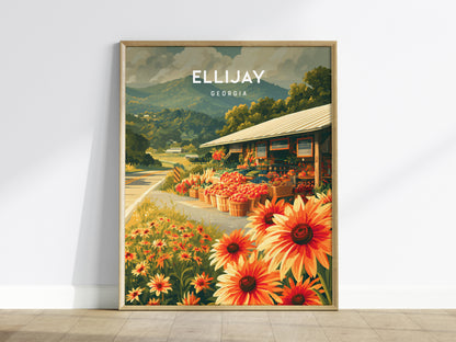 Ellijay, Georgia Poster | Mountain Town Travel Wall Art — framed wall art