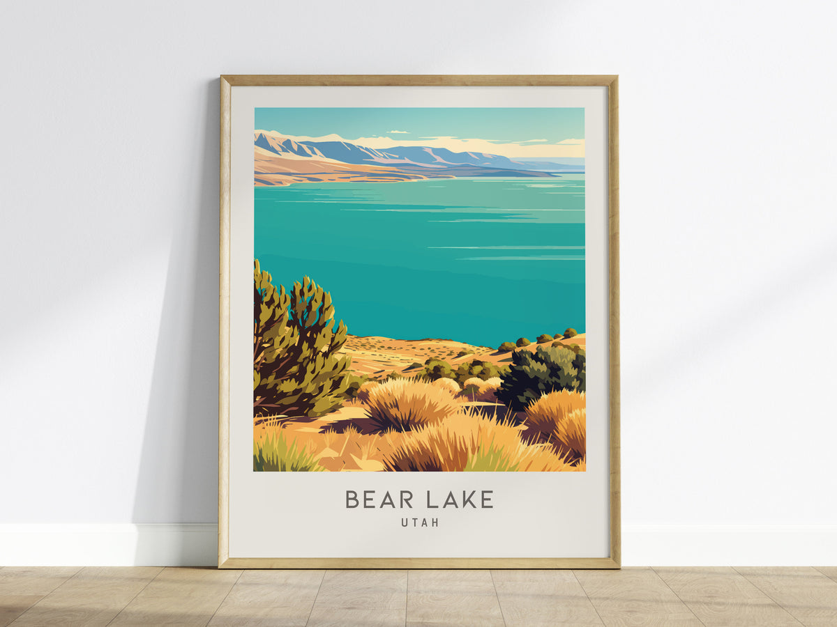 Bear Lake Matte Border Poster | Utah Travel Wall Art Coastal Beach Decor — framed wall art
