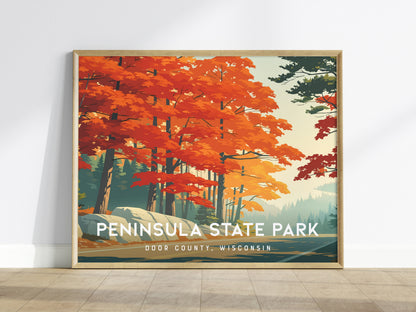 Peninsula State Park Landscape Poster | Door County, Wisconsin Bluffs & Shoreline Framed or Unframed — framed wall art