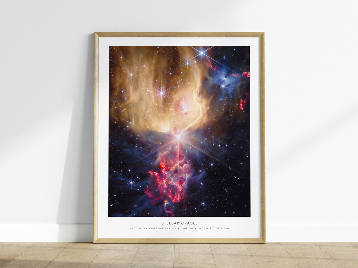 Stellar Cradle Poster | Ngc 7129 · Cepheus Constellation | NASA NGC 7129 Cepheus Constellation Space Photography Wall Art — f