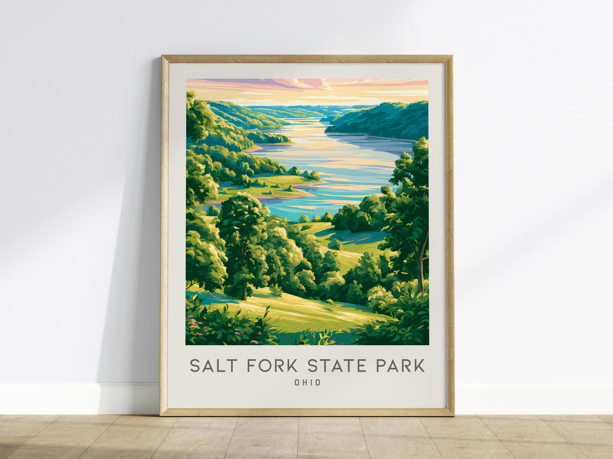 Salt Fork State Park Matte Border Poster | Ohio Destination Print Travel Wall Art — framed wall art