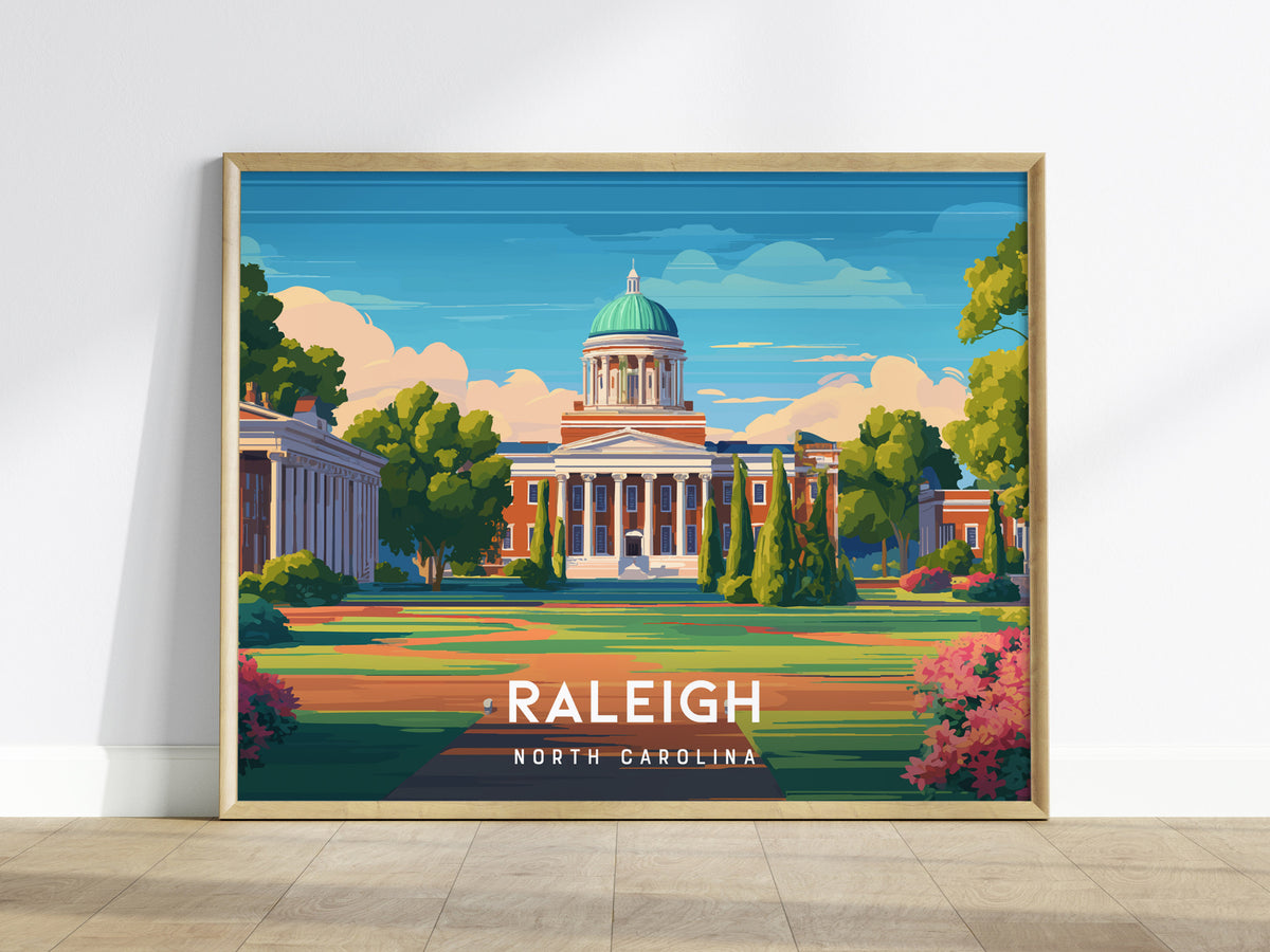Raleigh Landscape Poster | North Carolina Oak City Framed or Unframed Wall Art — framed wall art