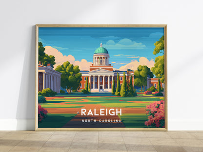 Raleigh Landscape Poster | North Carolina Oak City Framed or Unframed Wall Art — framed wall art