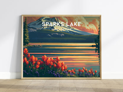 Sparks Lake Landscape Poster | Bend, Oregon Alpine Lake Framed or Unframed Travel Wall Art — framed wall art