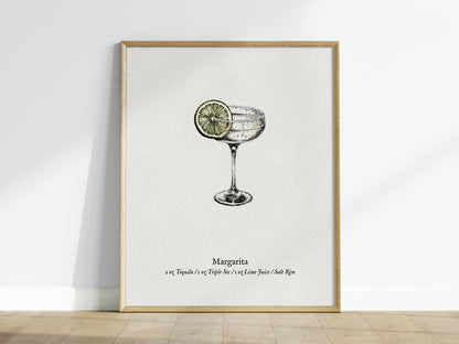 Margarita Cocktail Poster | Classic Tequila Lime Bar Art Print — framed wall art