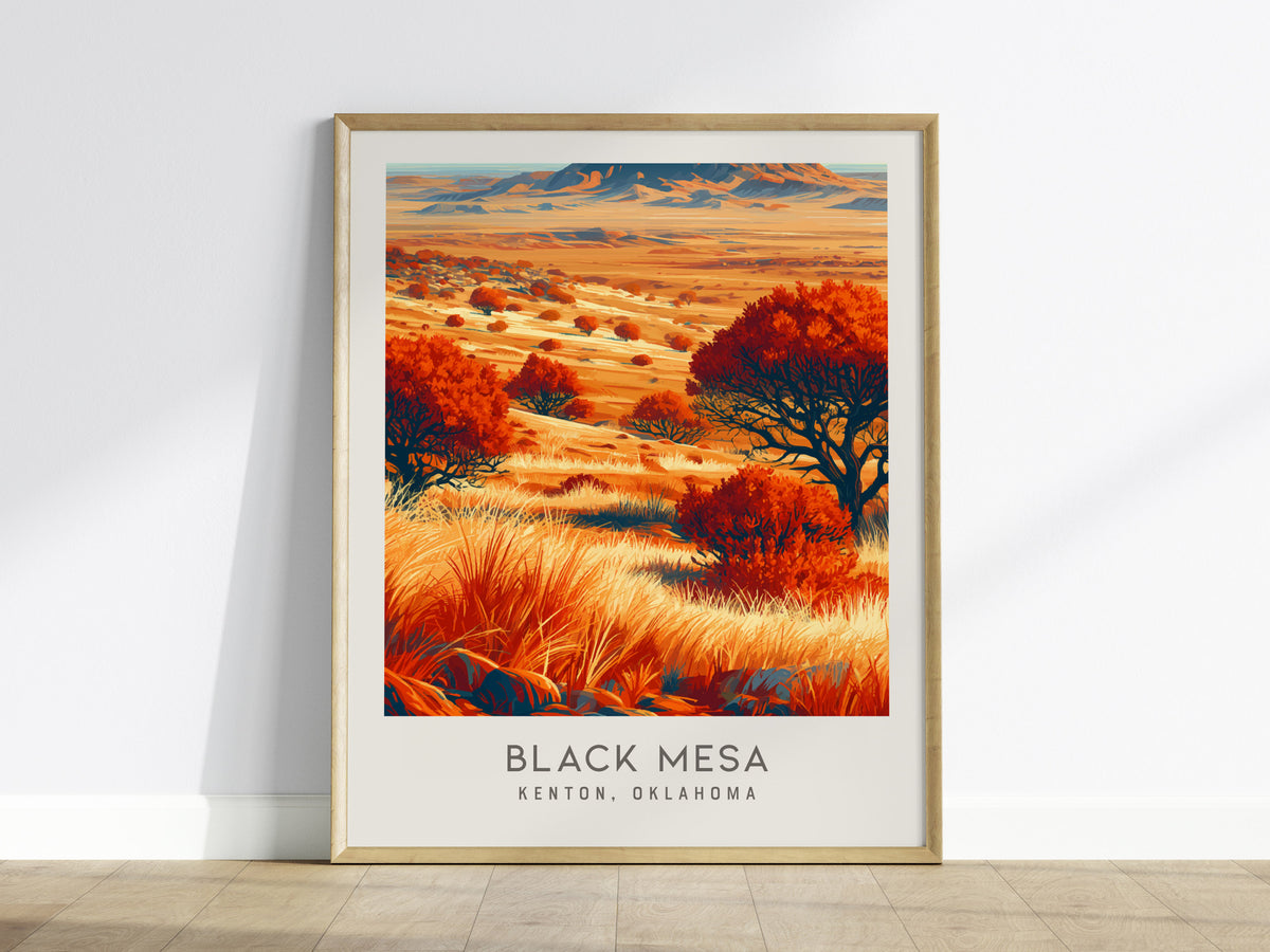 Black Mesa Matte Border Poster | Kenton, Oklahoma Destination Print Travel Wall Art — framed wall art