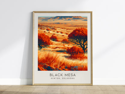 Black Mesa Matte Border Poster | Kenton, Oklahoma Destination Print Travel Wall Art — framed wall art