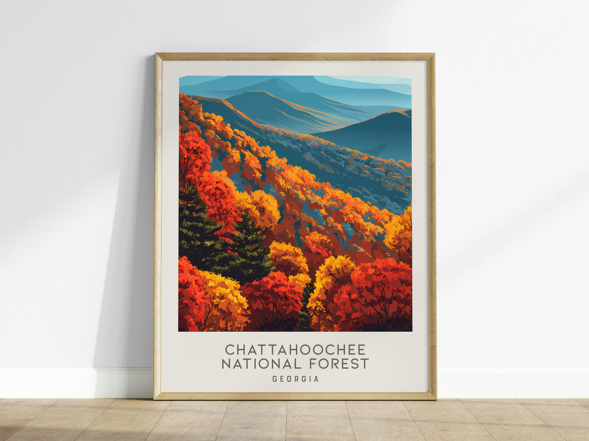 Chattahoochee National Forest Matte Border Poster | Georgia Travel Wall Art — framed wall art