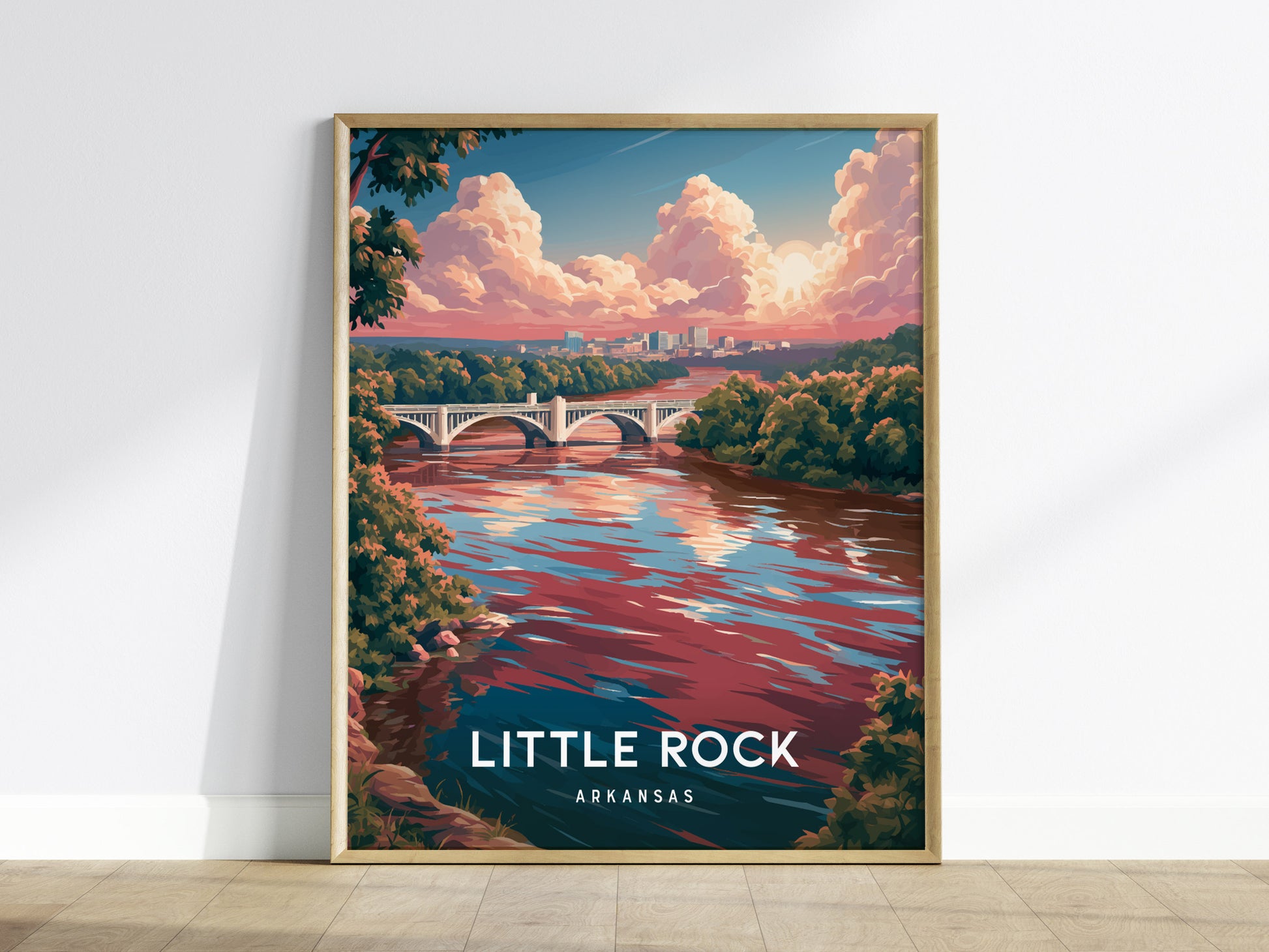 Little Rock, Arkansas Poster | River City Skyline Destination Print Wall Art — framed wall art