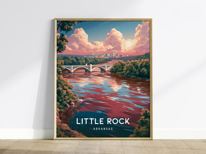 Little Rock, Arkansas Poster | River City Skyline Destination Print Wall Art — framed wall art