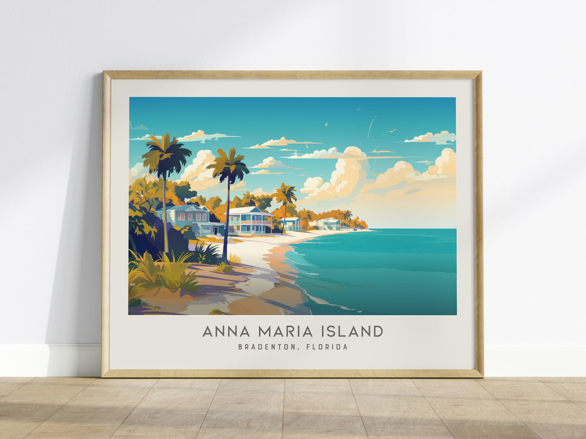 Anna Maria Island Landscape Matte Border Poster | Bradenton, Florida Coastal Beach Decor — framed wall art