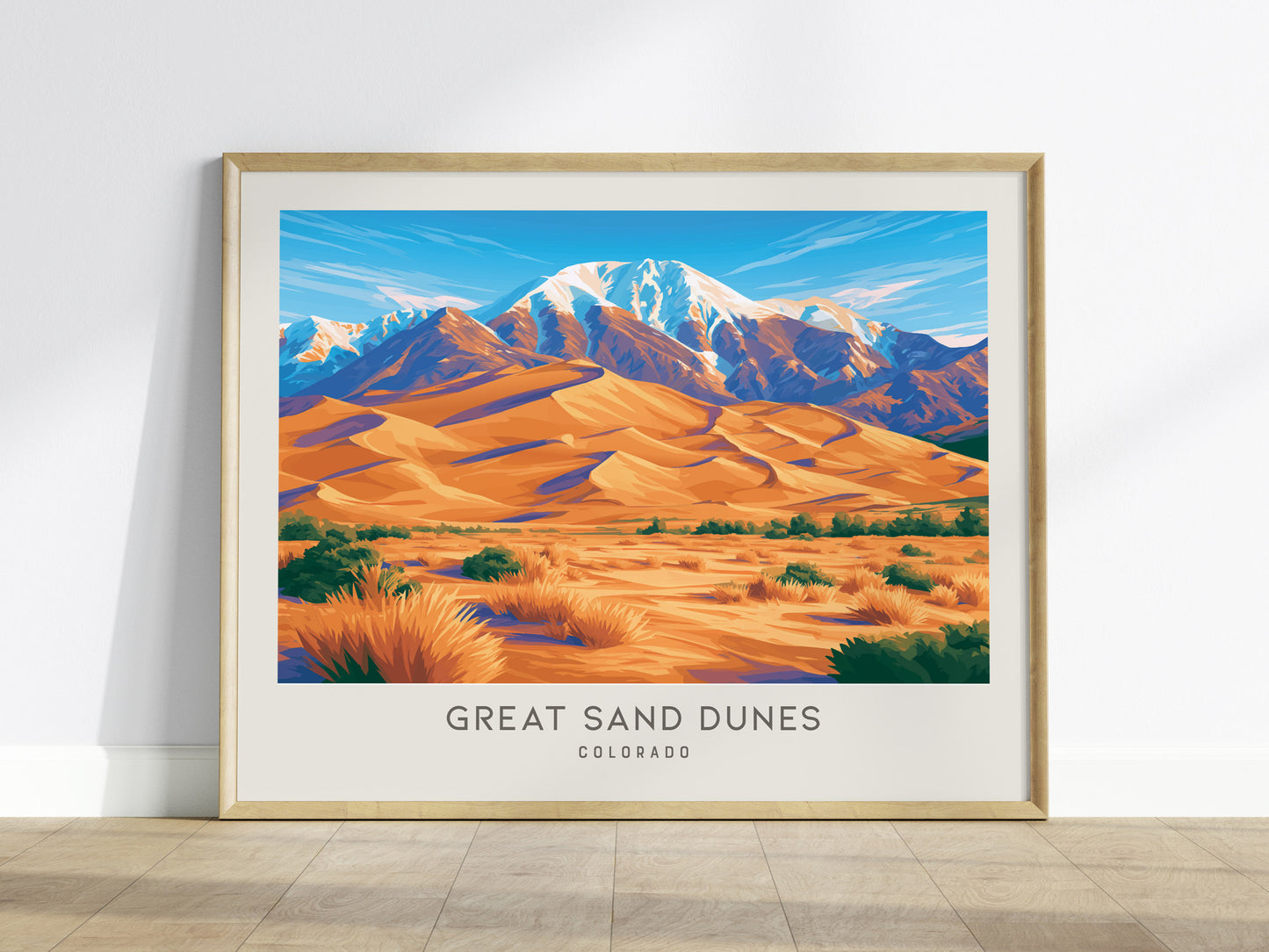 Great Sand Dunes Landscape Matte Border Poster | Colorado Travel Wall Art — framed wall art