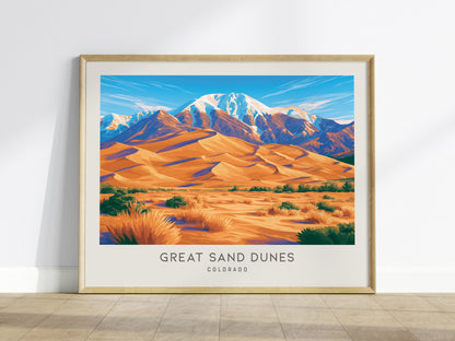 Great Sand Dunes Landscape Matte Border Poster | Colorado Travel Wall Art — framed wall art