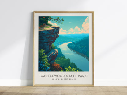 Castlewood State Park Matte Border Poster | Ballwin, Missouri Destination Print Travel Wall Art — framed wall art