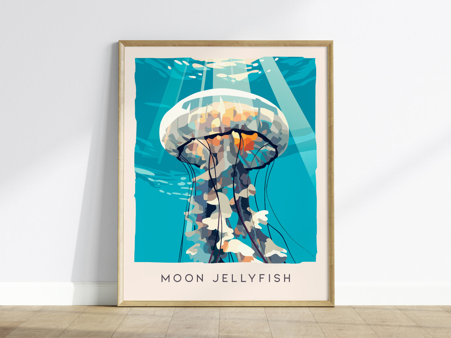 Moon Jellyfish Poster | Ethereal Ocean Drifters Wildlife Wall Art — framed wall art