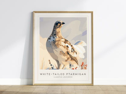 White-tailed Ptarmigan, Lagopus leucurus Poster | Alpine Bird Wall Art — framed wall art