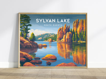 Sylvan Lake Landscape, South Dakota Poster | Custer State Park Vacation Wall Art — framed wall art