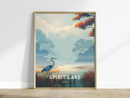 Spirit Lake, Iowa Poster | Lakeside Serenity Destination Print Wall Art — framed wall art