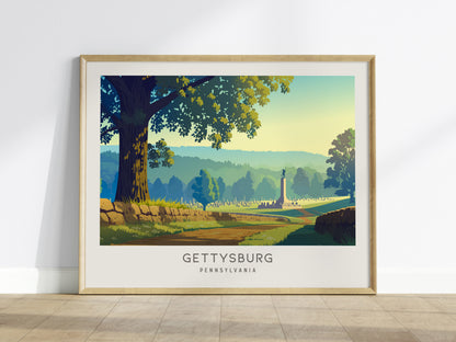 Gettysburg Landscape Matte Border Poster | Pennsylvania Framed or Unframed Vacation Wall Art — framed wall art