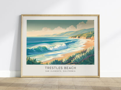 Trestles Beach Landscape Matte Border Poster | San Clemente, California Vacation Wall Art — framed wall art