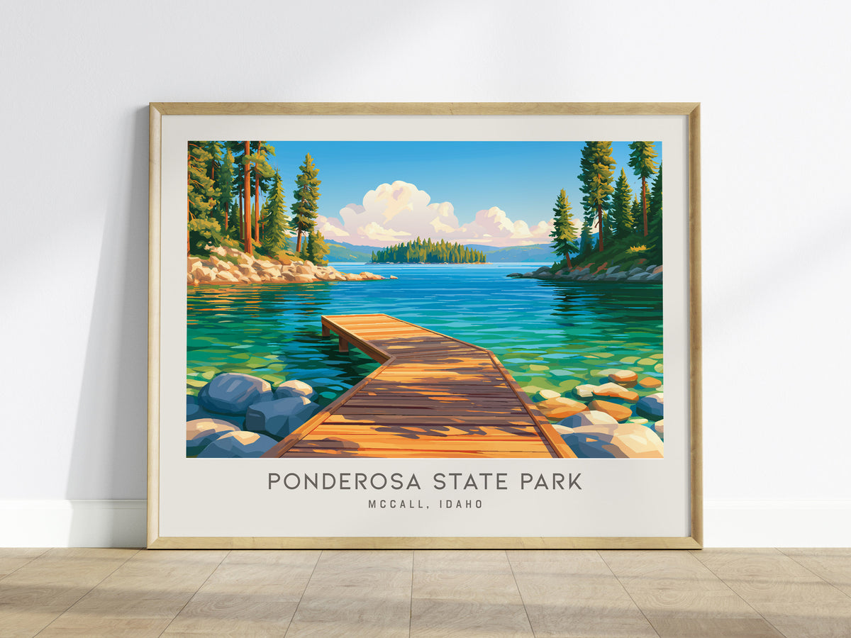 Ponderosa State Park Landscape Matte Border Poster | Mccall, Idaho Travel Gift Wall Art — framed wall art