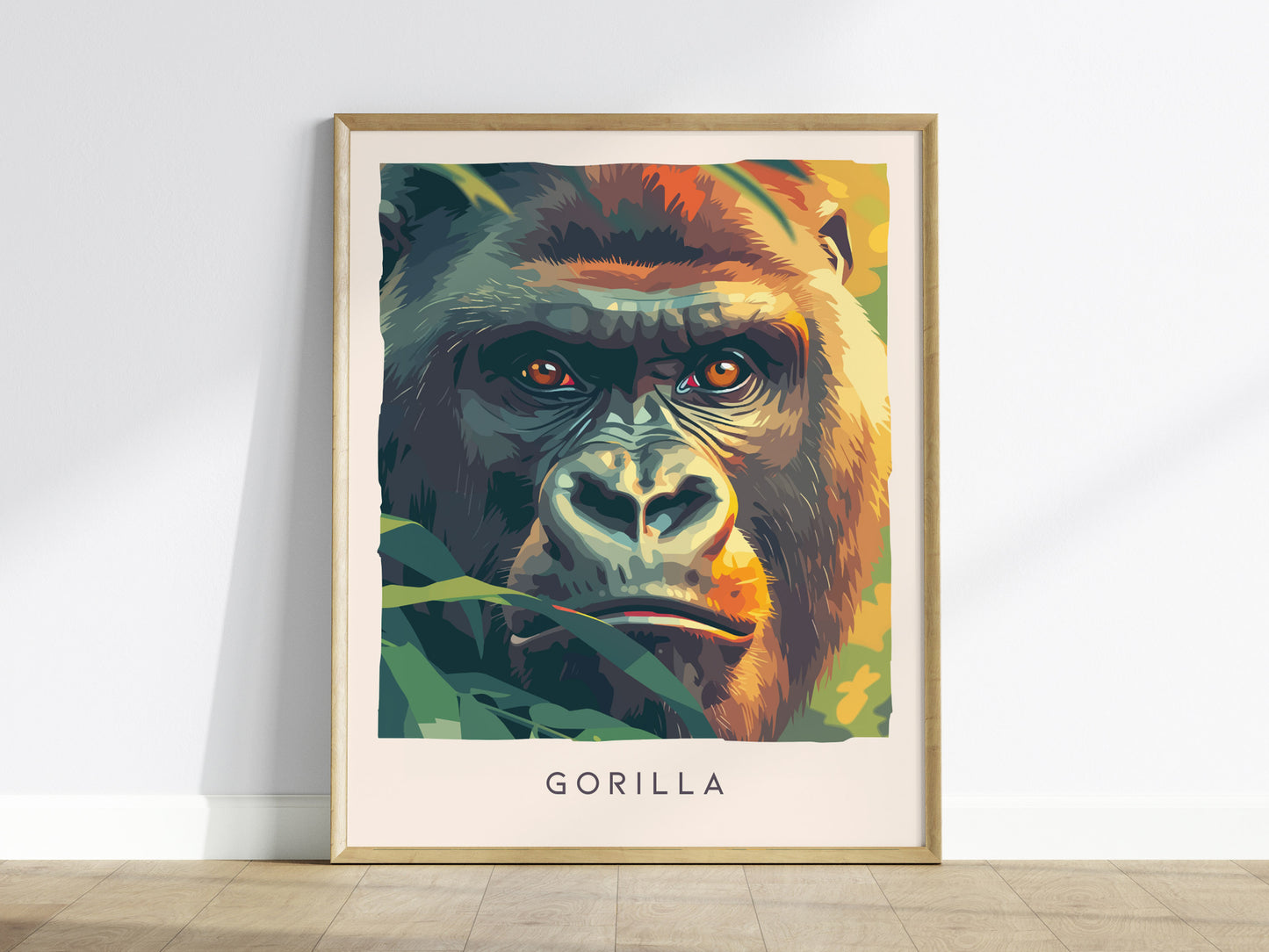 Gorilla, Africa Poster | Majestic Silverback Wildlife Portrait Wall Art — framed wall art