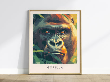 Gorilla, Africa Poster | Majestic Silverback Wildlife Portrait Wall Art — framed wall art